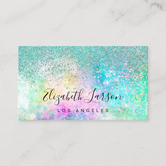 Aqua Blue Glitter Opal Background Visitkort (Framsida)
