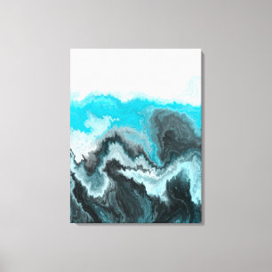Aqua Blue Grått och Black Vinkarare Abstrakt Moder Canvastryck