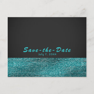Aqua Blue & Grey Modern Glam Sequins Spara datum Meddelande Vykort