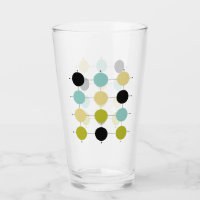 Aqua Blue Grönt Gult Circles Linjer Mid Century