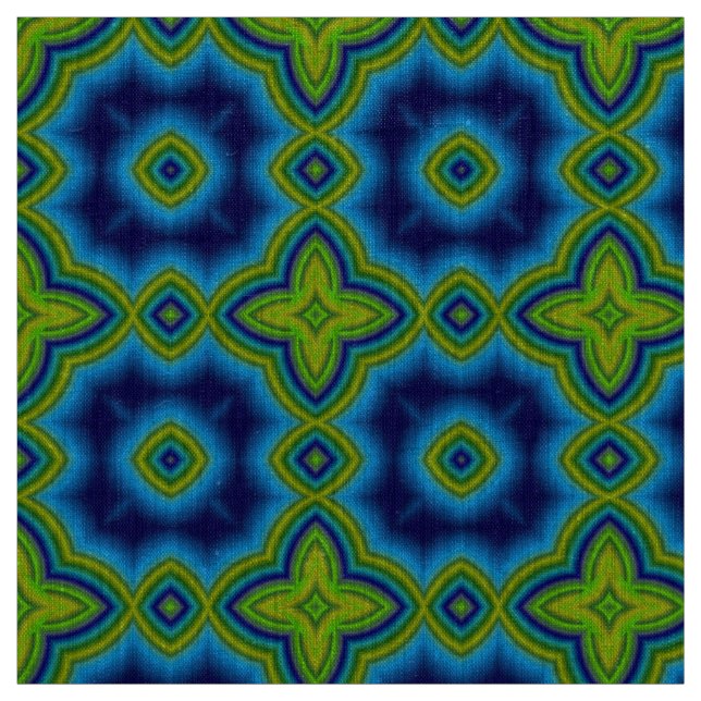 Aqua Blue & grönt Moroccan geometric mönster Tyg (Provkarta)