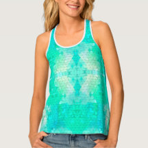 Aqua Blue Grönt Sjöjungfru Mosaic Mönster