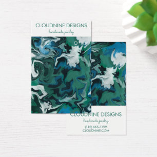 Aqua Blue Grönt Swirls Earring Necklace Jewelry Visitkort
