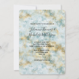 Aqua Blue Guld Abstrakt Inbjudningar