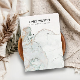 AQUA BLUE GULD AGATE MARBLE EARRING VISNING CARD VISITKORT