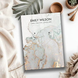 AQUA BLUE GULD AGATE MARBLE EARRING VISNING CARD VISITKORT