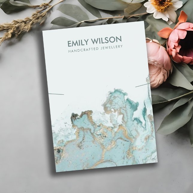 AQUA BLUE GULD AGATE MARBLE NECKLACE VISNING CARD VISITKORT (Skapare uppladdad)