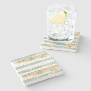 Aqua Blue Guld Glitter Confetti Zebra Animal Stenunderlägg