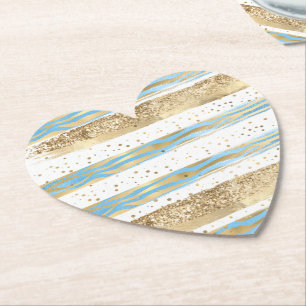 Aqua Blue Guld Glitter Confetti Zebra Animal Underlägg Papper