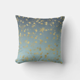 Aqua Blue Guld Ombre Stars Kudde