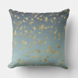 Aqua Blue Guld Ombre Stars Kudde
