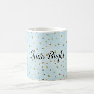 Aqua Blue Guld Stars Kaffemugg