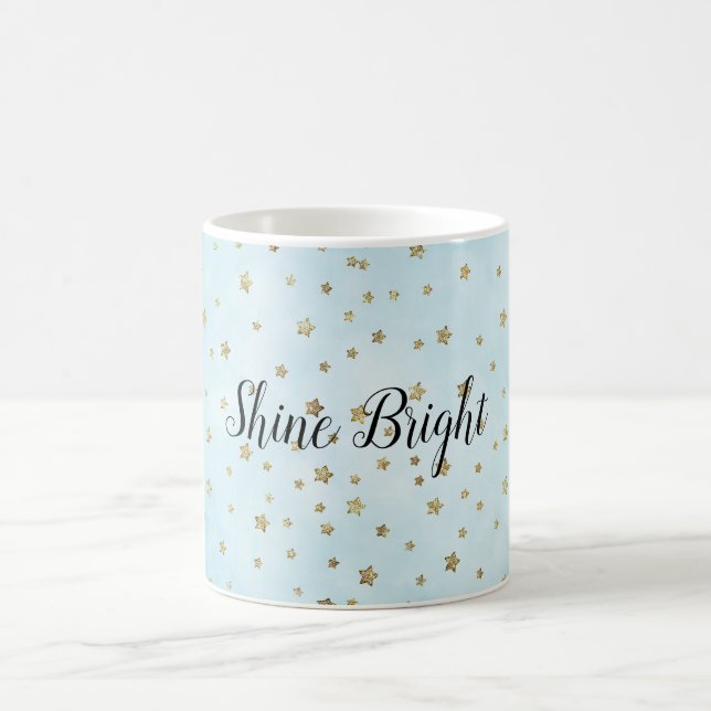 Aqua Blue Guld Stars Kaffemugg (Center)