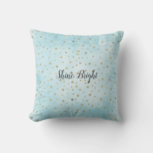 Aqua Blue Guld Stars Kudde
