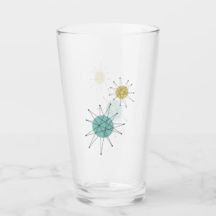Aqua Blue Gult Franciscan Starburst Mid Century Glaskopp