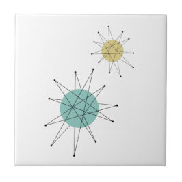 Aqua Blue Gult Franciscan Starburst Mid Century Kakelplatta