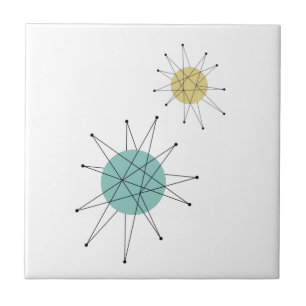 Aqua Blue Gult Franciscan Starburst Mid Century Kakelplatta