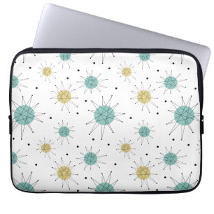 Aqua Blue Gult Franciscan Starburst Mid Century Laptop Fodral