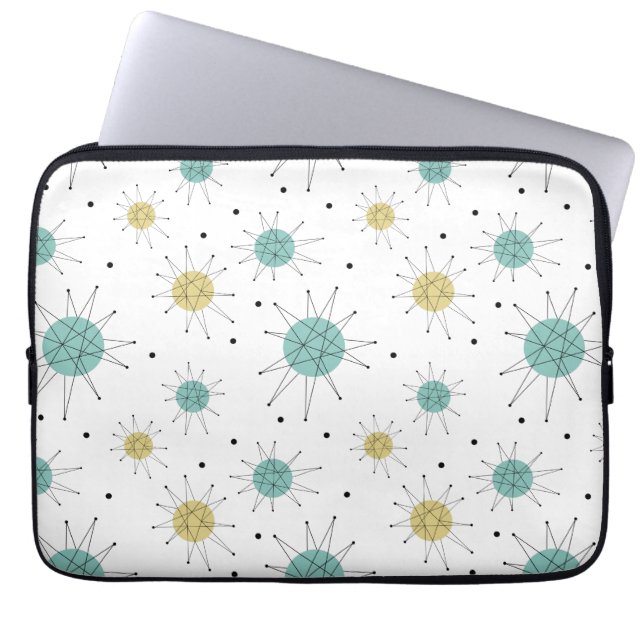 Aqua Blue Gult Franciscan Starburst Mid Century Laptop Fodral (Framsidan)