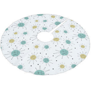 Aqua Blue Gult Franciscan Starburst Midsekel Julgransmatta Borstad Polyester