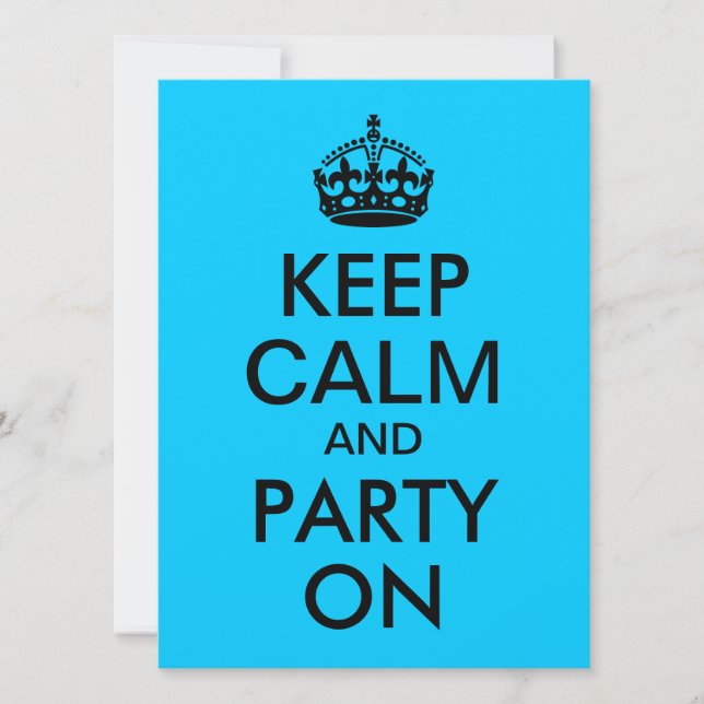 Aqua Blue - håll lugn och fortsätt Inbjudningar (Framsida)