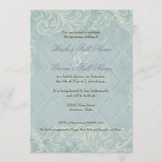 Aqua Blue Hydrangea Swirl Blommigt Flower Bröllop Inbjudningar