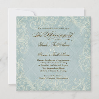 Aqua Blue Hydrangea Swirl Blommigt Flower Bröllop Inbjudningar