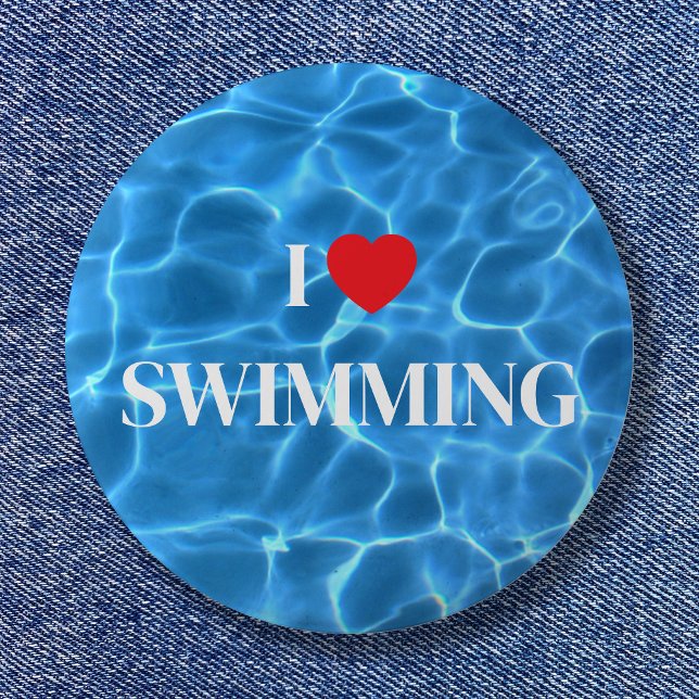 Aqua Blue I Kärlek Swimming Bassäng Knapp (Aqua Blue I Love Swimming Pool Button)