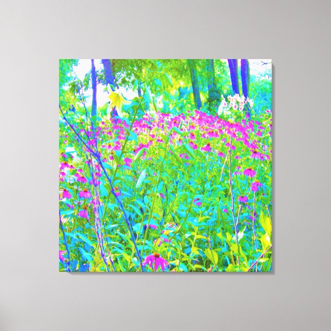 Aqua Blue Impressionistic Garden Ligcape Canvastryck (Framsida)