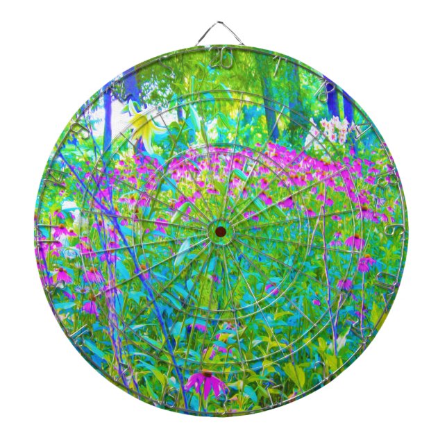 Aqua Blue Impressionistic Garden Ligcape Darttavla (Framsidan)