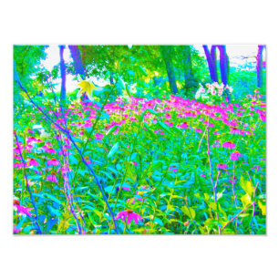 Aqua Blue Impressionistic Garden Ligcape Fototryck