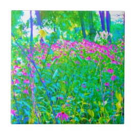 Aqua Blue Impressionistic Garden Ligcape Kakelplatta
