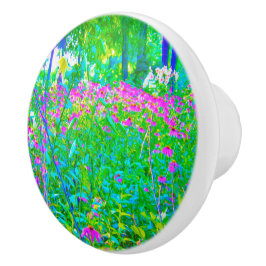 Aqua Blue Impressionistic Garden Ligcape Knopp