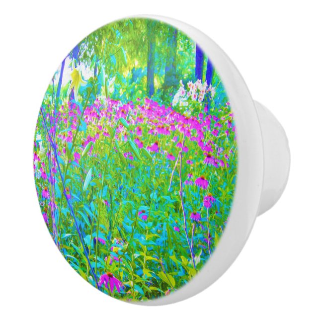 Aqua Blue Impressionistic Garden Ligcape Knopp (Höger)