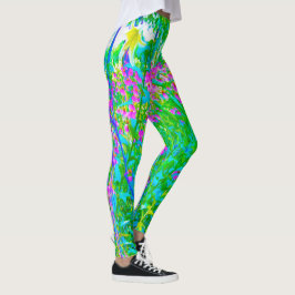 Aqua Blue Impressionistic Garden Ligcape Leggings