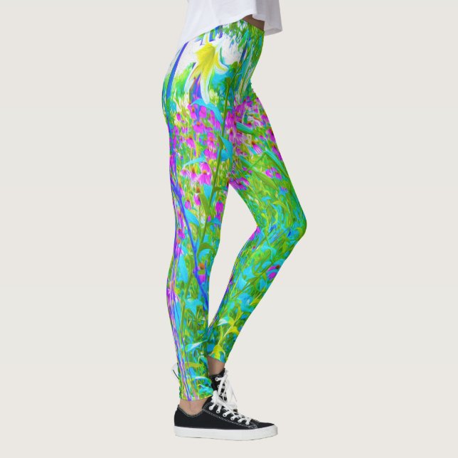 Aqua Blue Impressionistic Garden Ligcape Leggings (Höger)