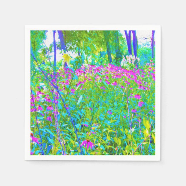 Aqua Blue Impressionistic Garden Ligcape Pappersservett (Framsidan)