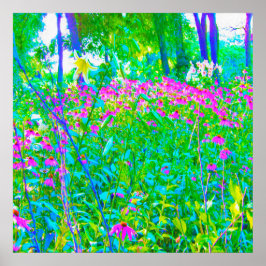 Aqua Blue Impressionistic Garden Ligcape Poster