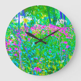 Aqua Blue Impressionistic Garden Ligcape Stor Klocka