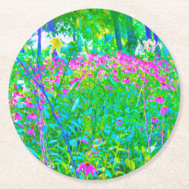 Aqua Blue Impressionistic Garden Ligcape Underlägg Papper Rund