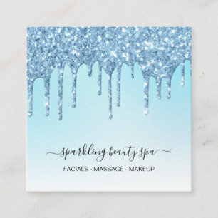 *~* Aqua + Blue Indigo Drip Drip GLITTER AP7 Fyrkantigt Visitkort