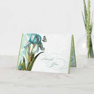 Aqua Blue Iris Damask Quatrefoil Tackkort