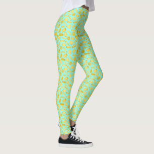 Aqua Blue Italia Pasta Shapes Restaurant Waitress Leggings