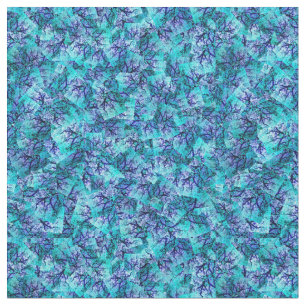 Aqua Blue Jacaranda Träd Abstract Design Tyg