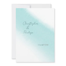 Aqua Blue Kalligrafi Vattenfärg Spara Datum