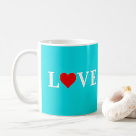 Aqua Blue KÄRLEK Heart Kaffemugg