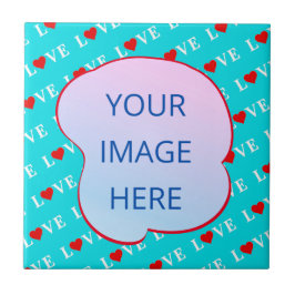 Aqua Blue KÄRLEK Modern Chic Kakelplatta