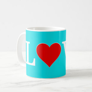Aqua Blue KÄRLEK Modern Elegant Kaffemugg