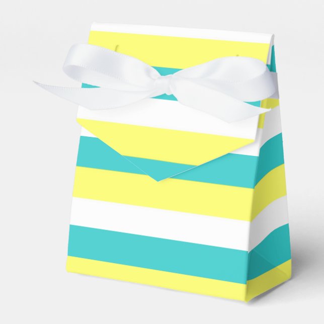 Aqua Blue, Lemon Gult och White Rand Presentaskar (Framsidan Sidan)