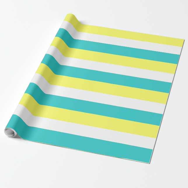 Aqua Blue, Lemon Gult och White Rand Presentpapper (Utrullad)